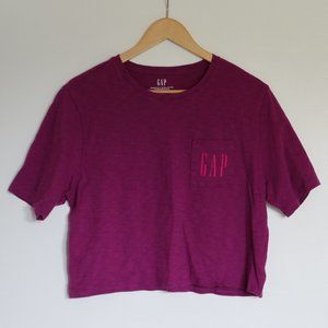 Gap Organic Cotton Purple Cropped Pocket T-Shirt